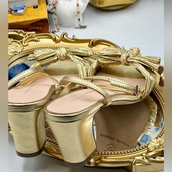 🆕 LOEFFLER RANDALL 🧿 NWOT Kimora Metallic Bow Ankle Strap Sandals, Gold Sz 7.5 - Picture 8 of 13